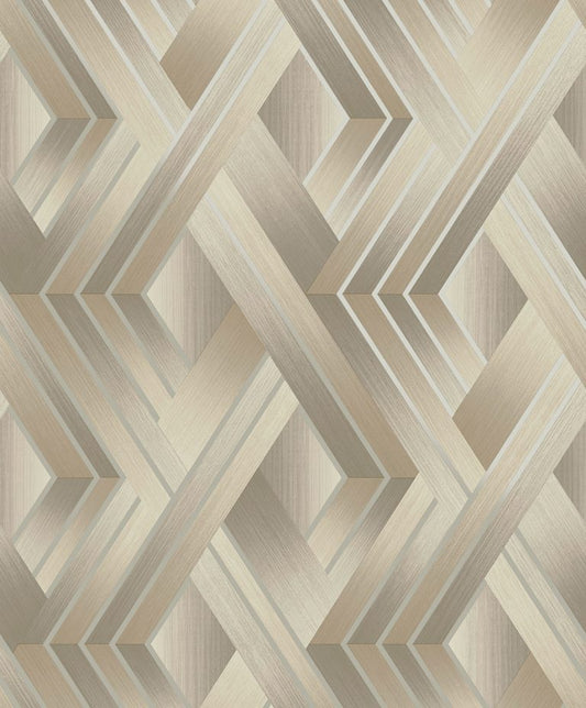 Tranquilo - Retro Geometric Wallpaper - Taupe/Grey- Last 14 Rolls