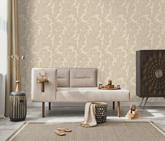 Acanthus Textured Wallpaper - Beige