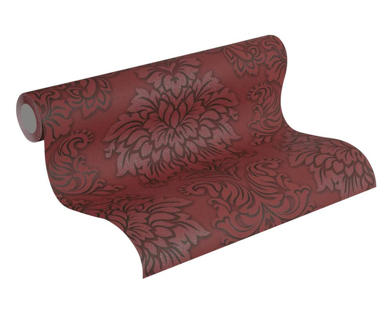 Two Toned Damask Wallpaper - Red