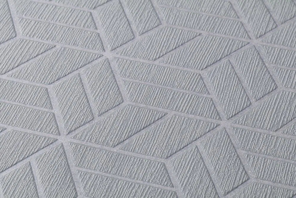 Abstract Allure - Geometric Metallic Wallpaper - Grey