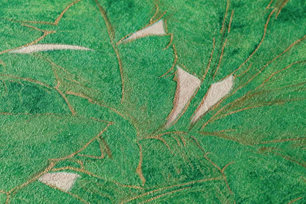 Tropical Escape - Metallic Wallpaper - Green/Beige