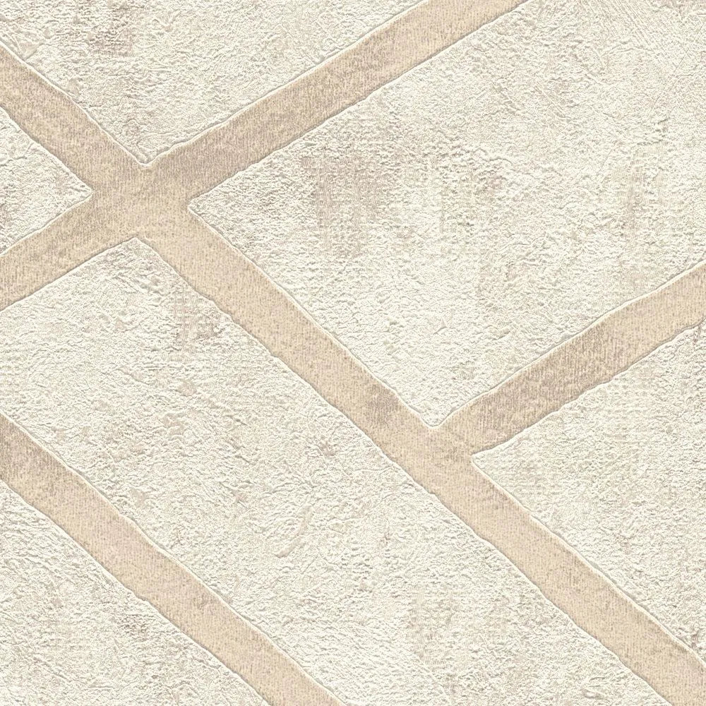 Geo Concrete Wallpaper - Cream Metallic