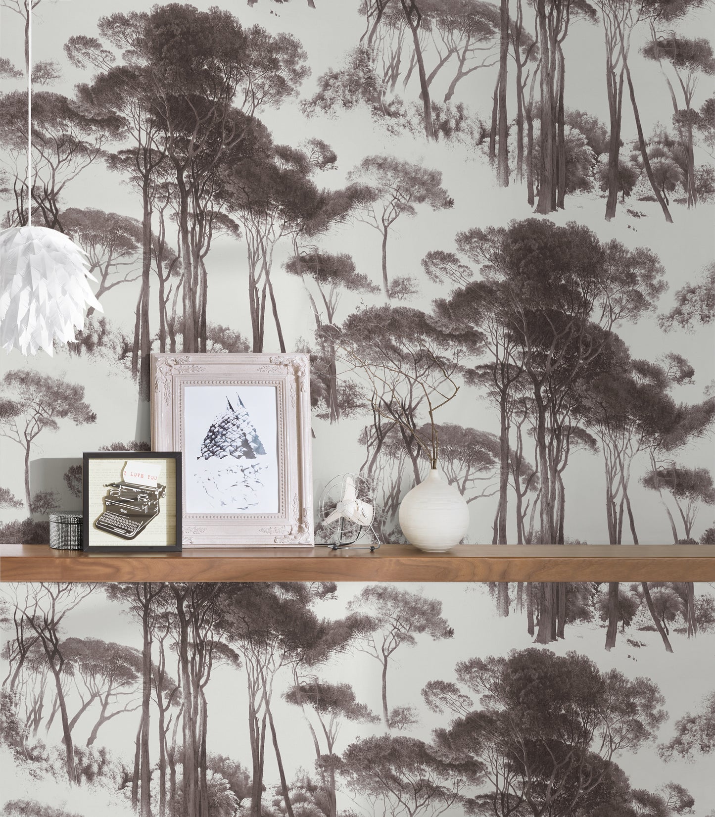 Tree Tops Wallpaper - Black/Brown - Last Roll