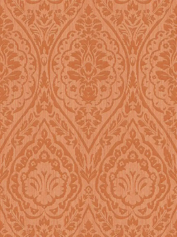 Sample - Textured Damask Textured Wallpaper - Orange