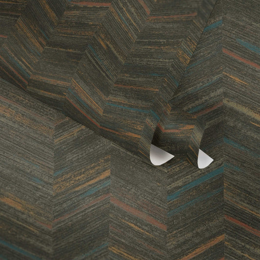 Textured Herringbone Wallpaper - Shade of Blue - 18 due in July 2026