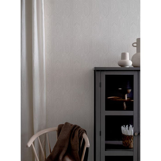 Linjelek Mid Century Wallpaper - White