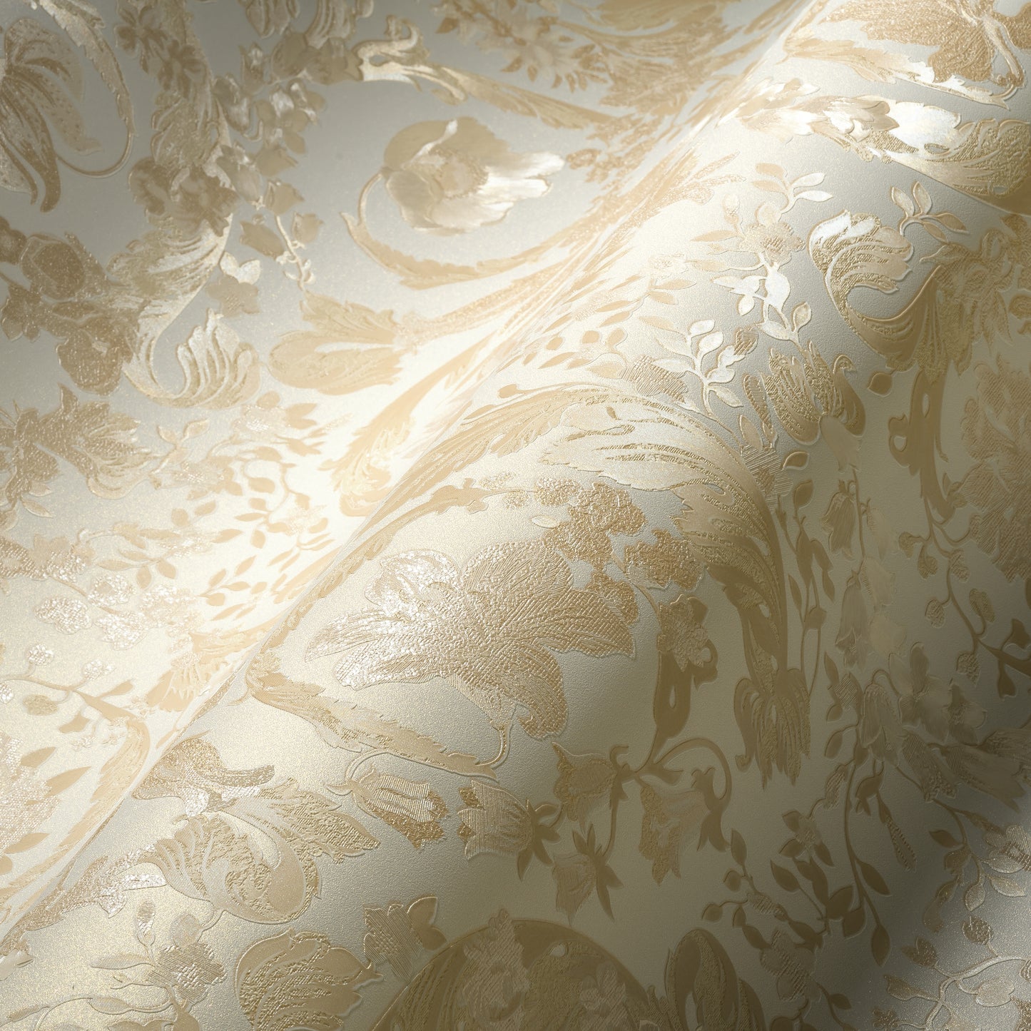 Versace Satin Wallpaper - Cream/Soft Gold