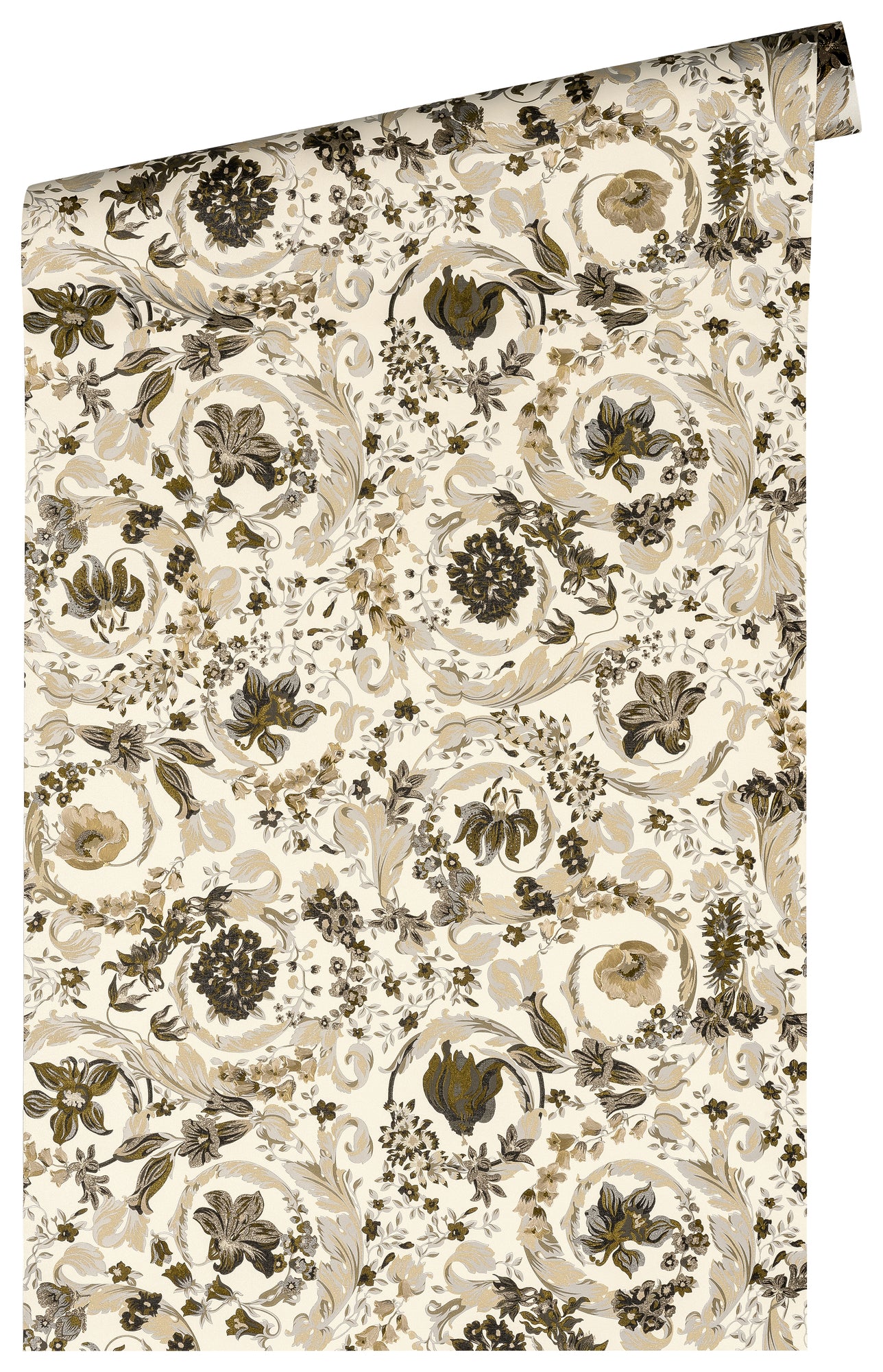 Versace Satin Wallpaper - Beige + Black