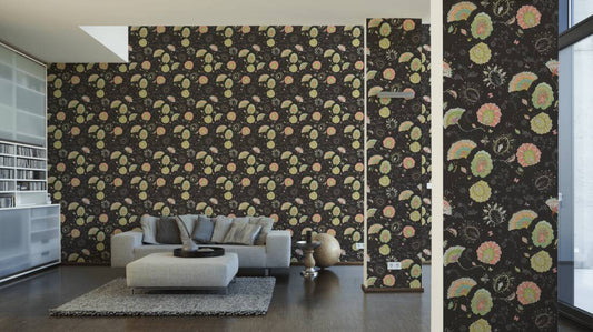 Patterned Flower Wallpaper - House of Turnowsky - Black