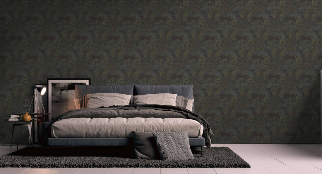 Sample - Baroque Ornaments Wallpaper (Metropolitan Stories 3 Collection) - Black