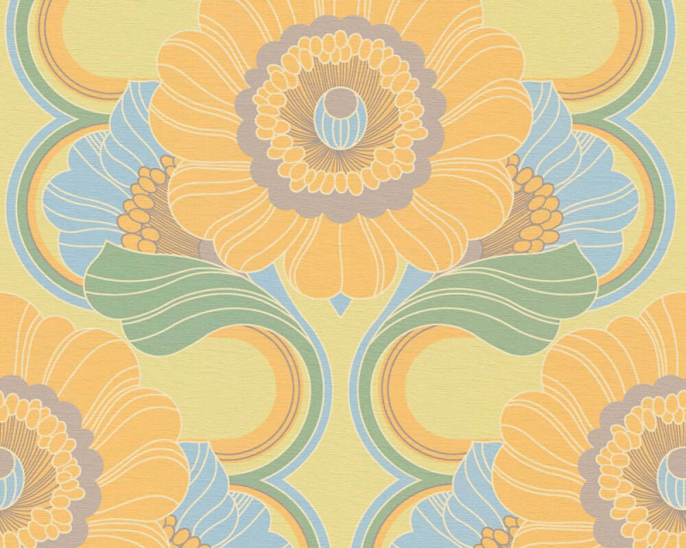 Sample - Floral Fantasy Wallpaper - Yellow/Green