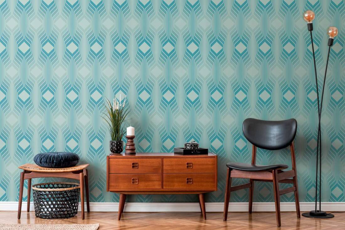Deco Retro Wallpaper - Blue