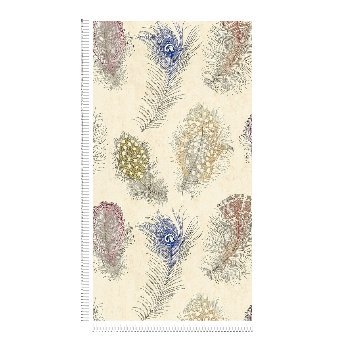 Plume Peacock Feather Vinyl Wallpaper – Blue