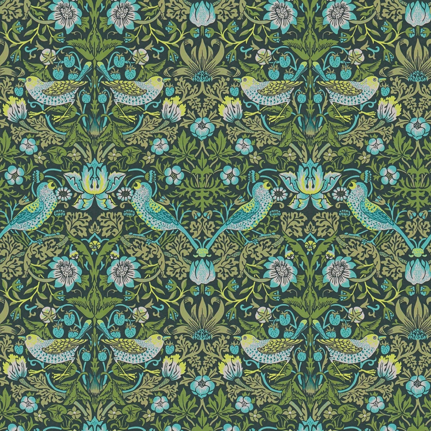Sample - Baroque Birds Wallpaper - Blue/Green