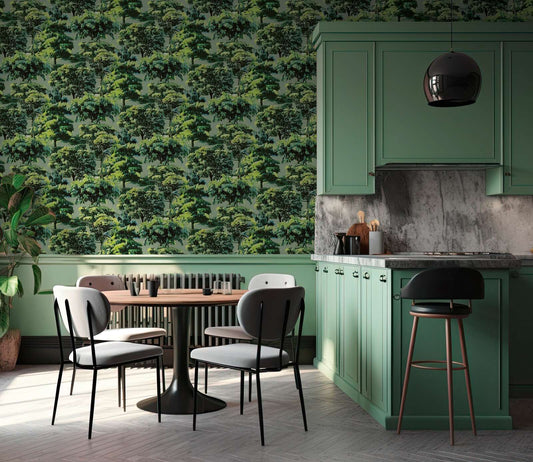 Canopy Painted Forest Vinyl Wallpaper – Green