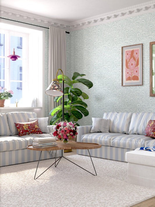 Emma Floral Wallpaper - Blue
