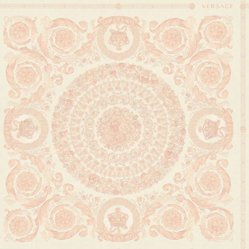 Sample - Versace Crown Moulding Wallpaper - Pink/Silver