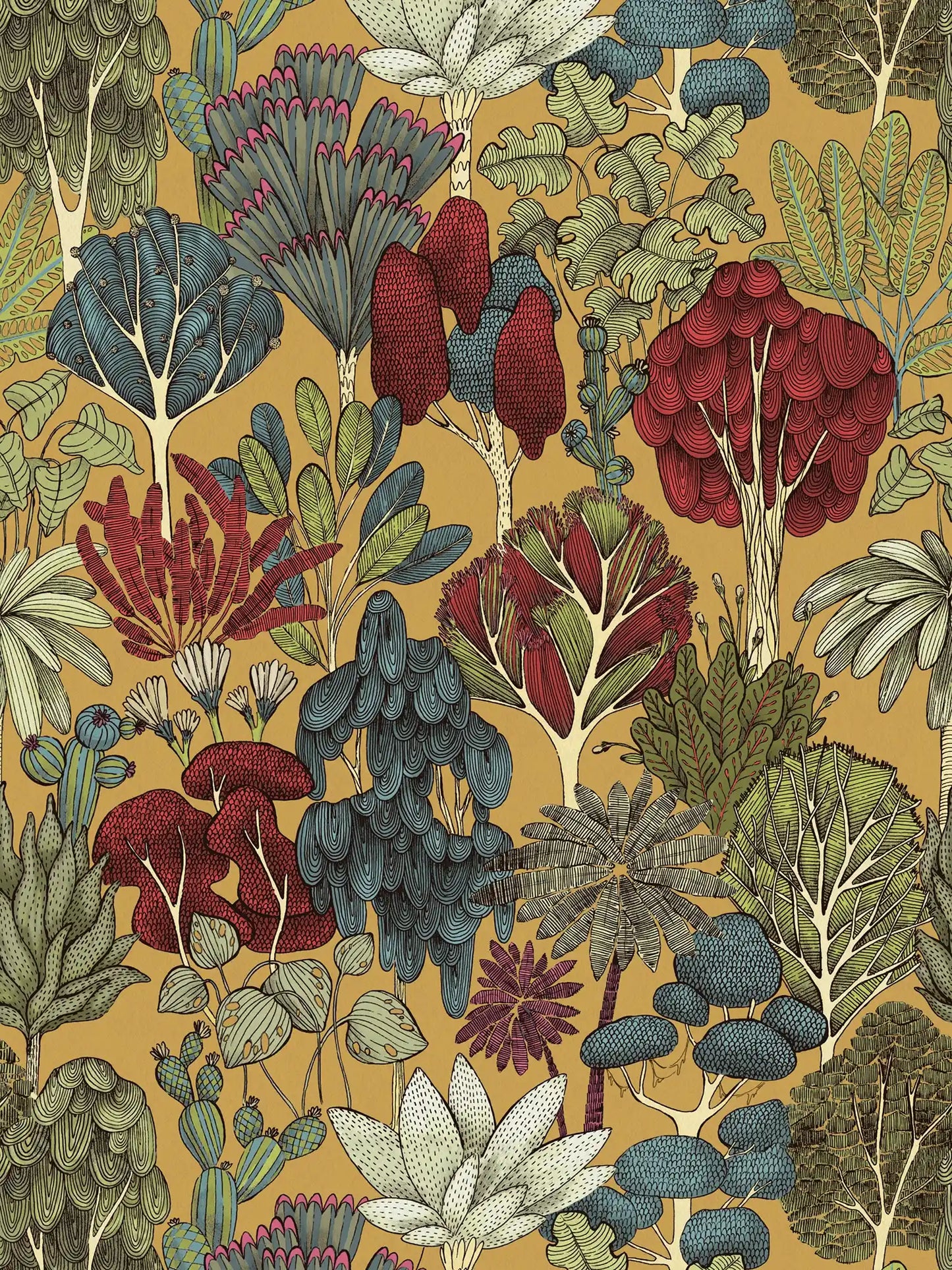 Sample - Exotic Oasis Wallpaper - Yellow/Red
