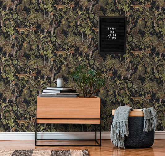 Living Jungle Chevron Wallpaper - Black