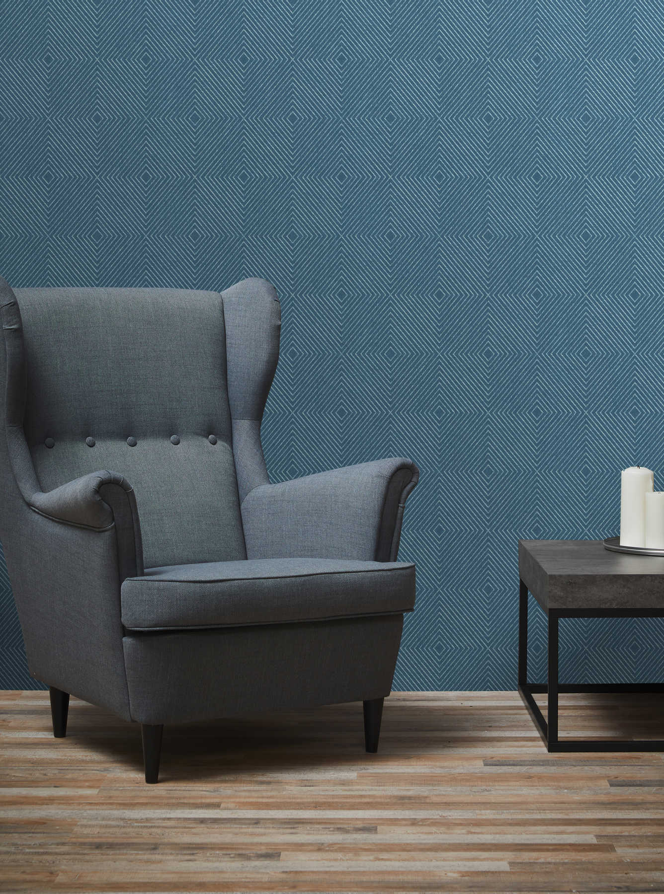 Metropolitan Grid - Abstract Vinyl Wallpaper - Blue