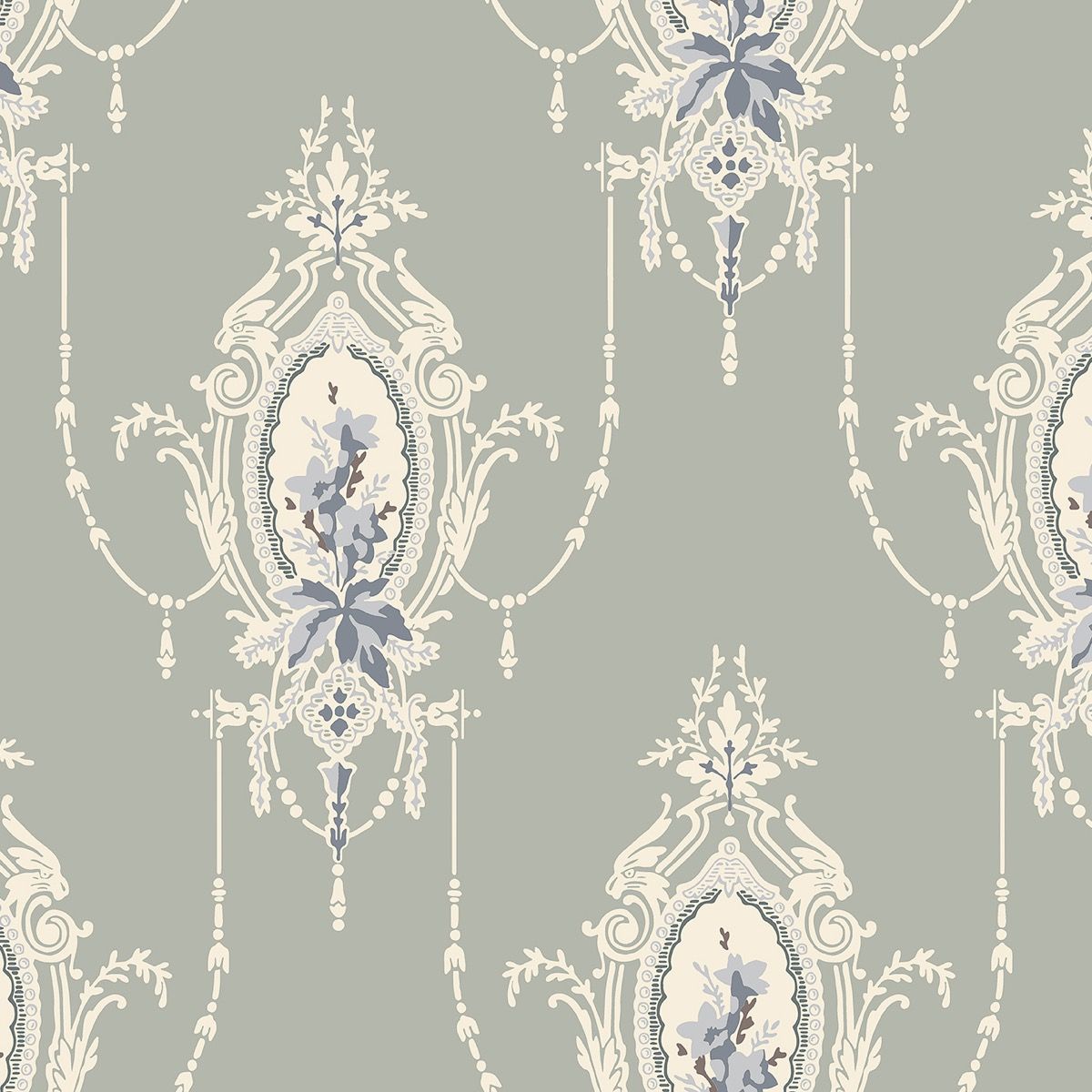 Sample - Edsbyn Historical Wallpaper - Grey