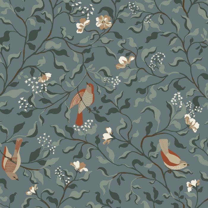 Sample - Josefin Birds Wallpaper - Blue