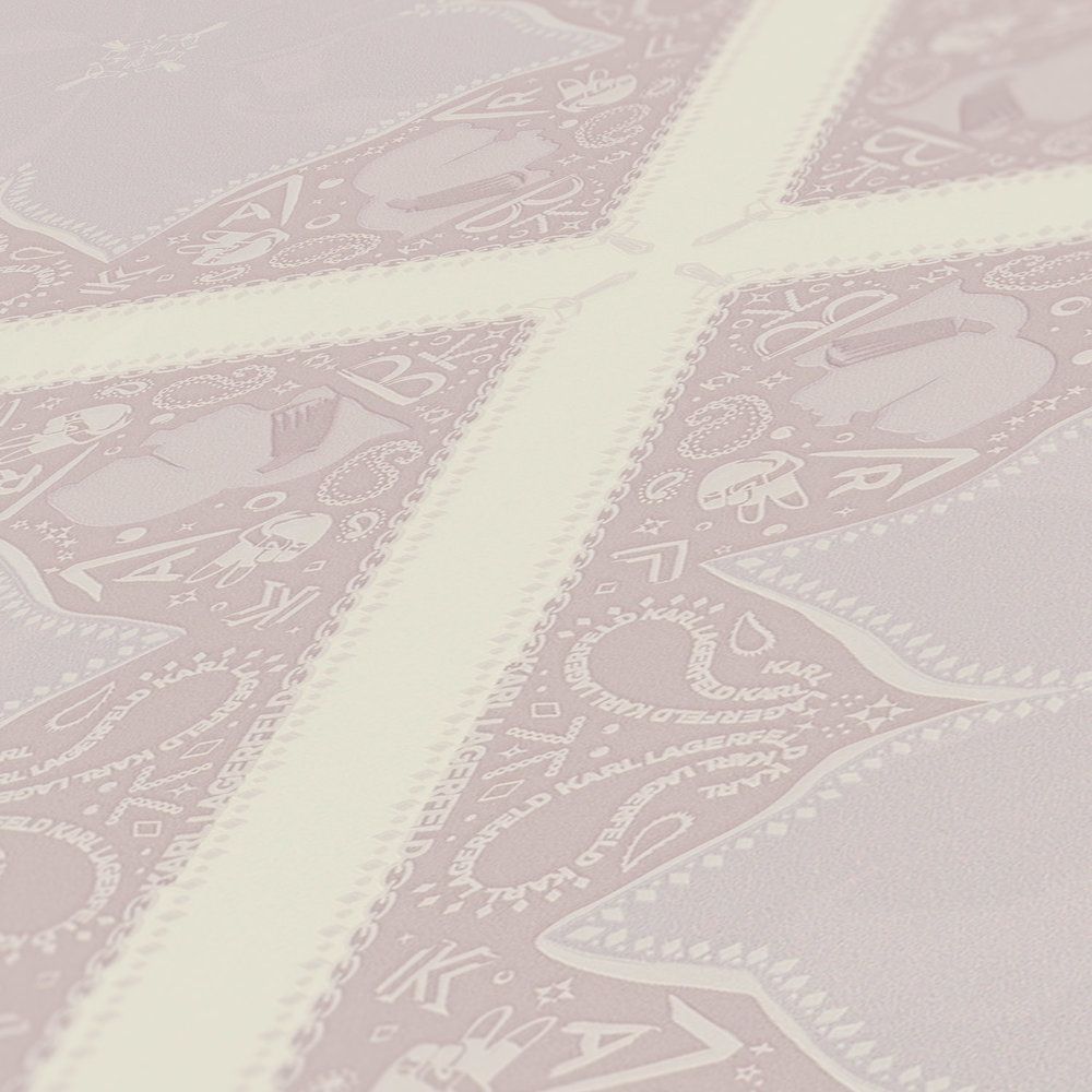 Sample - Paisley Block Wallpaper - Karl Lagerfeld - Pink