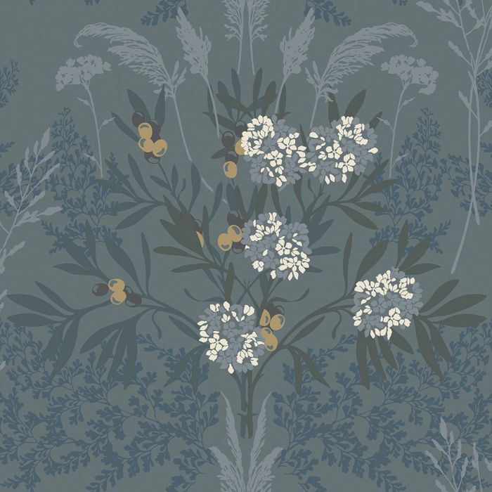 Sample - Strandäng - Coastal Bouquet Wallpaper - Blue