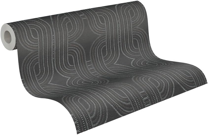 French Affair Wallpaper - Black Metallic
