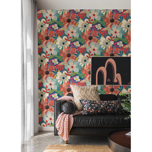 Floral Riot Wallpaper - Ohpopsi - Raspberry