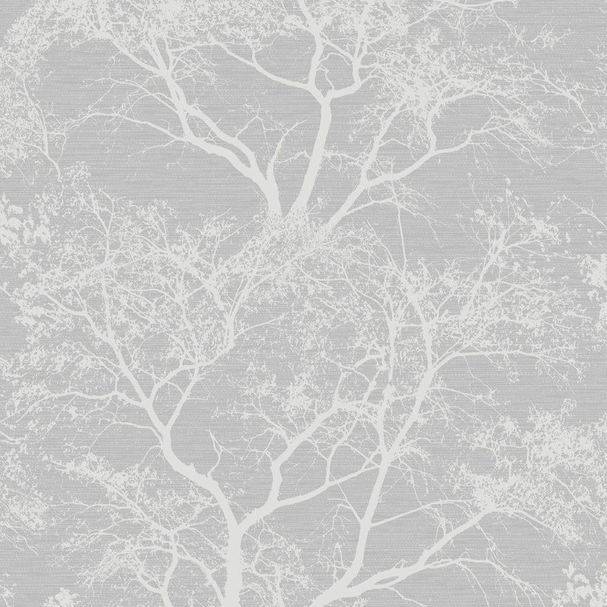 Sample - Whispering Tree Wallpaper - Grey Glitter