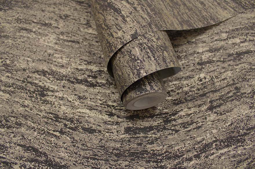Nexus - Distressed Metallic Wave Wallpaper - Charcoal - LAST ROLL