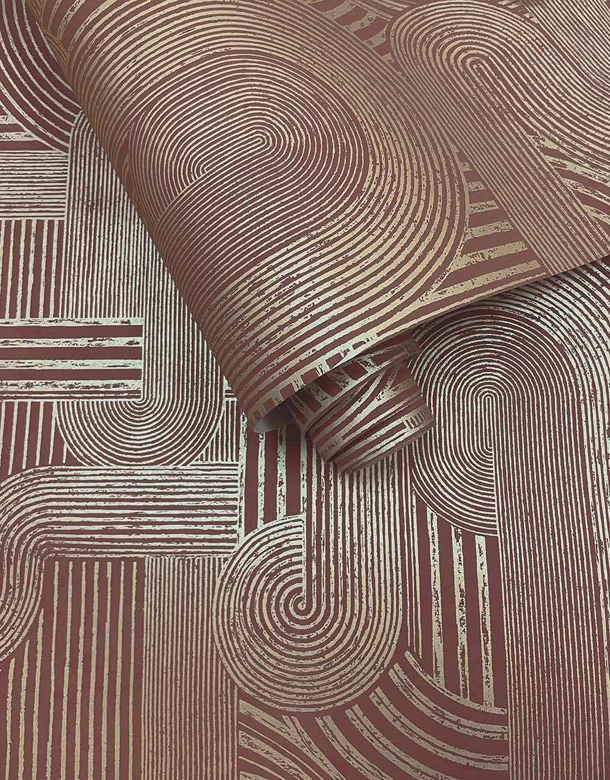 Macramé - Boho Geo Wallpaper - Maroon