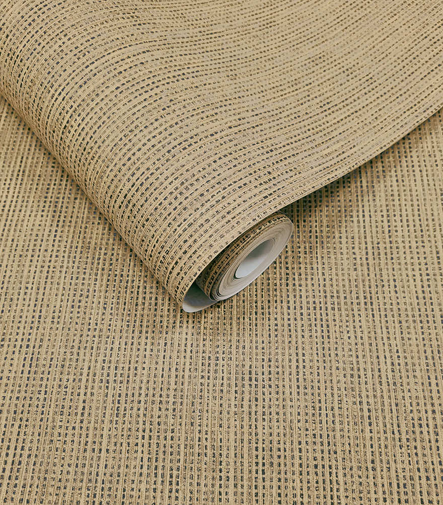 Sample - Pique Textured Wallpaper - Beige / Black