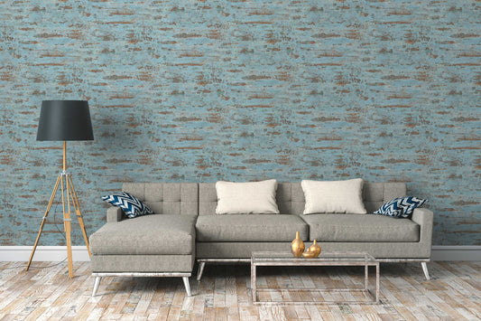 Tibo Grunge, rustic plaster look Wallpaper - Blue/Brown
