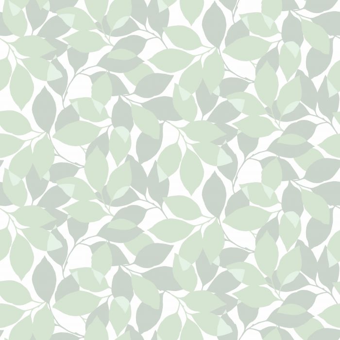 Sample - Augusti - Autumn Leaves Wallpaper - Green