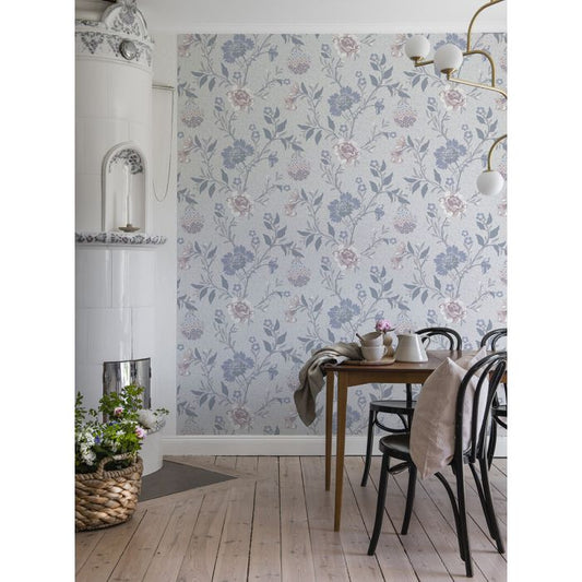 Vildros - Large Floral Wallpaper - Blue