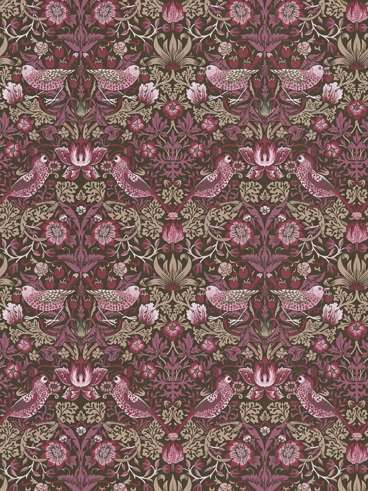 Sample - Baroque Birds Wallpaper - Beige/Purple