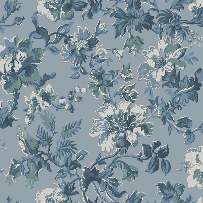 Sample - Brita Leaves Wallpaper - Blue