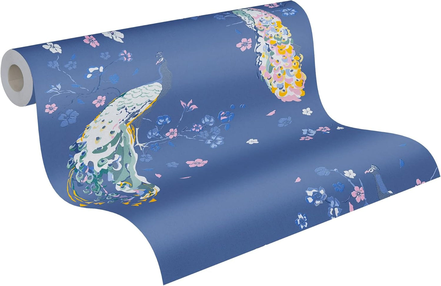 Majestic Peacock & Blossom Wallpaper - House of Turnowsky - Blue