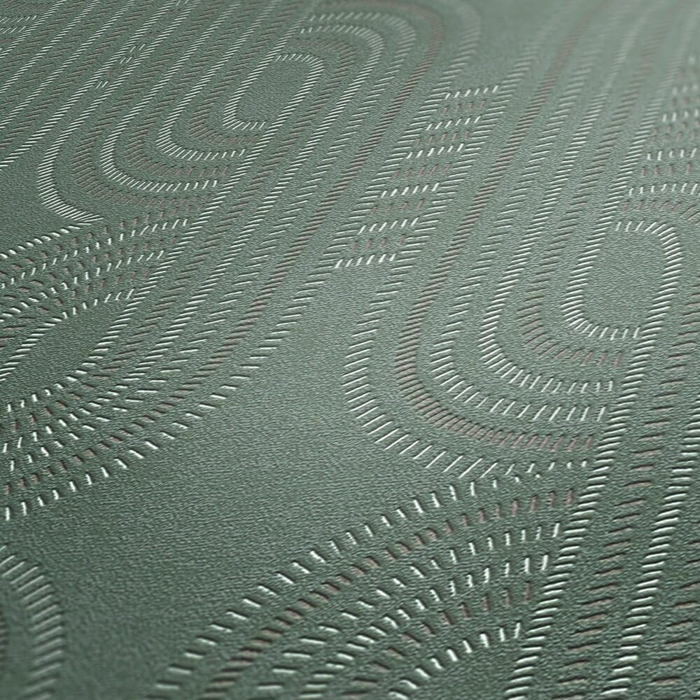 French Affair Wallpaper - Green Metallic