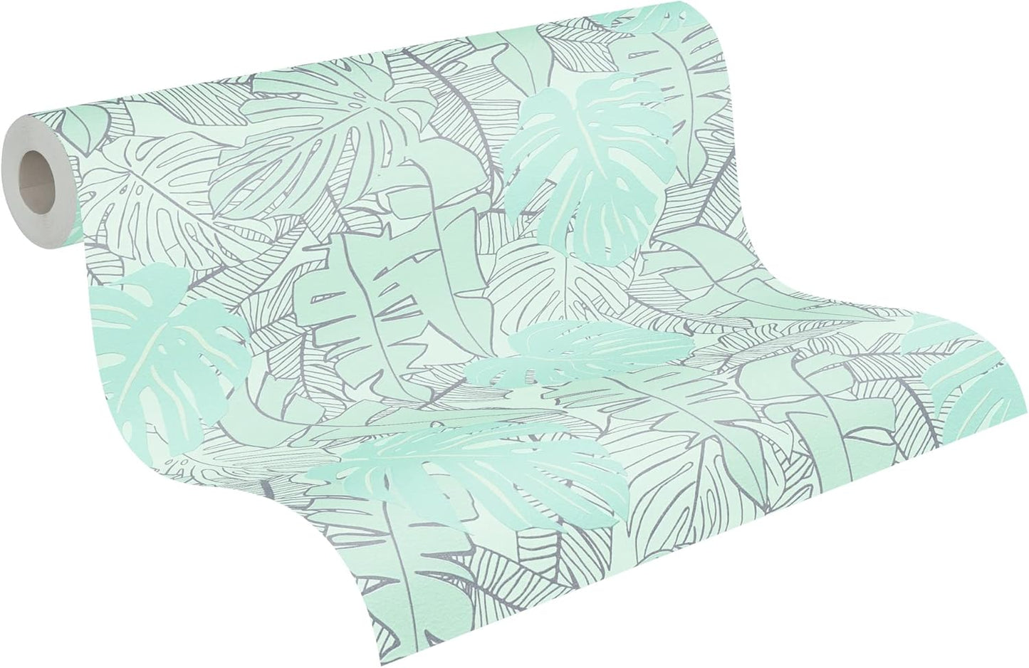 Metallic Monstera Fronds Wallpaper - House of Turnowsky - Turquoise