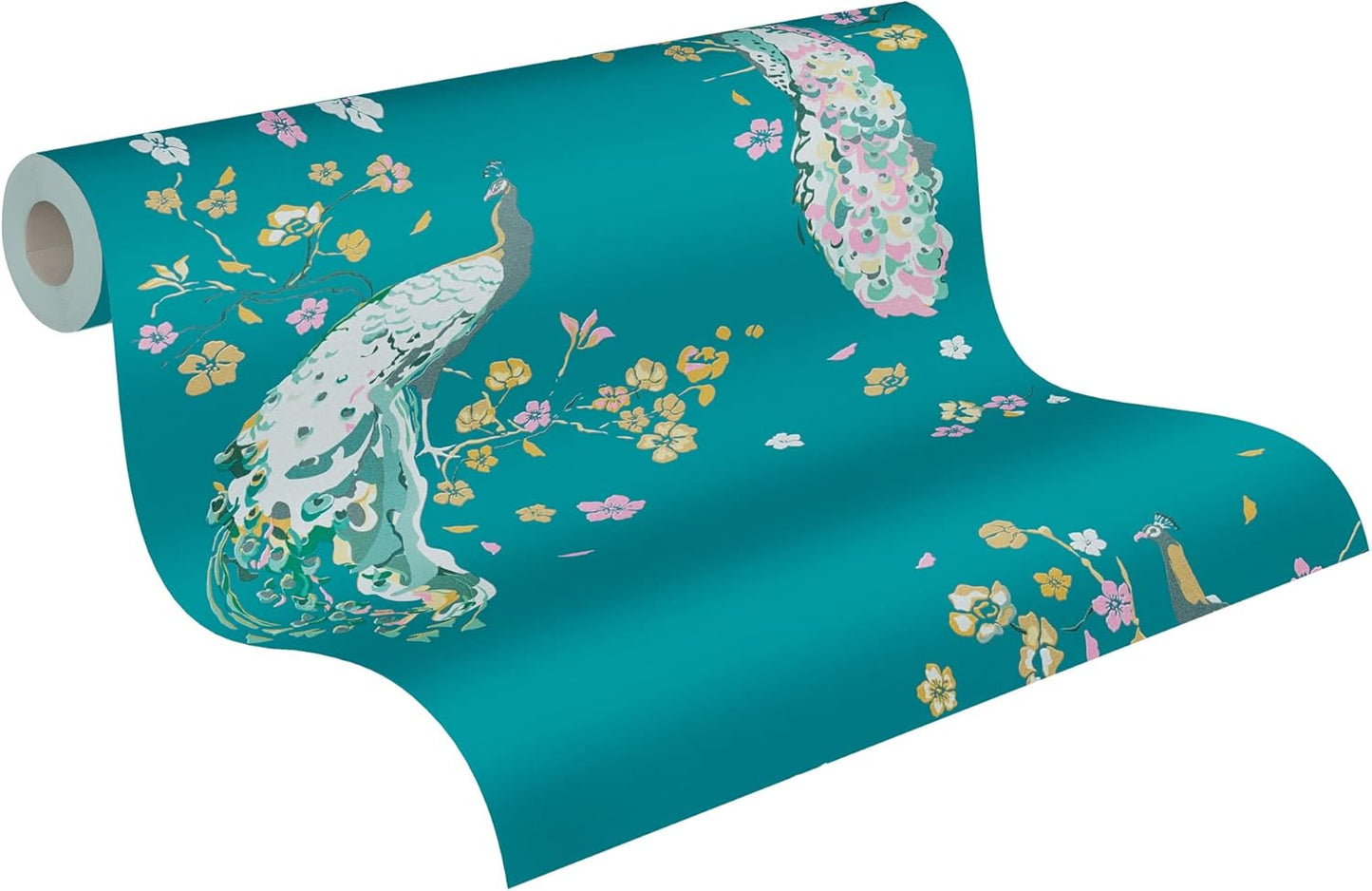 Majestic Peacock & Blossom Wallpaper - House of Turnowsky - Turquoise
