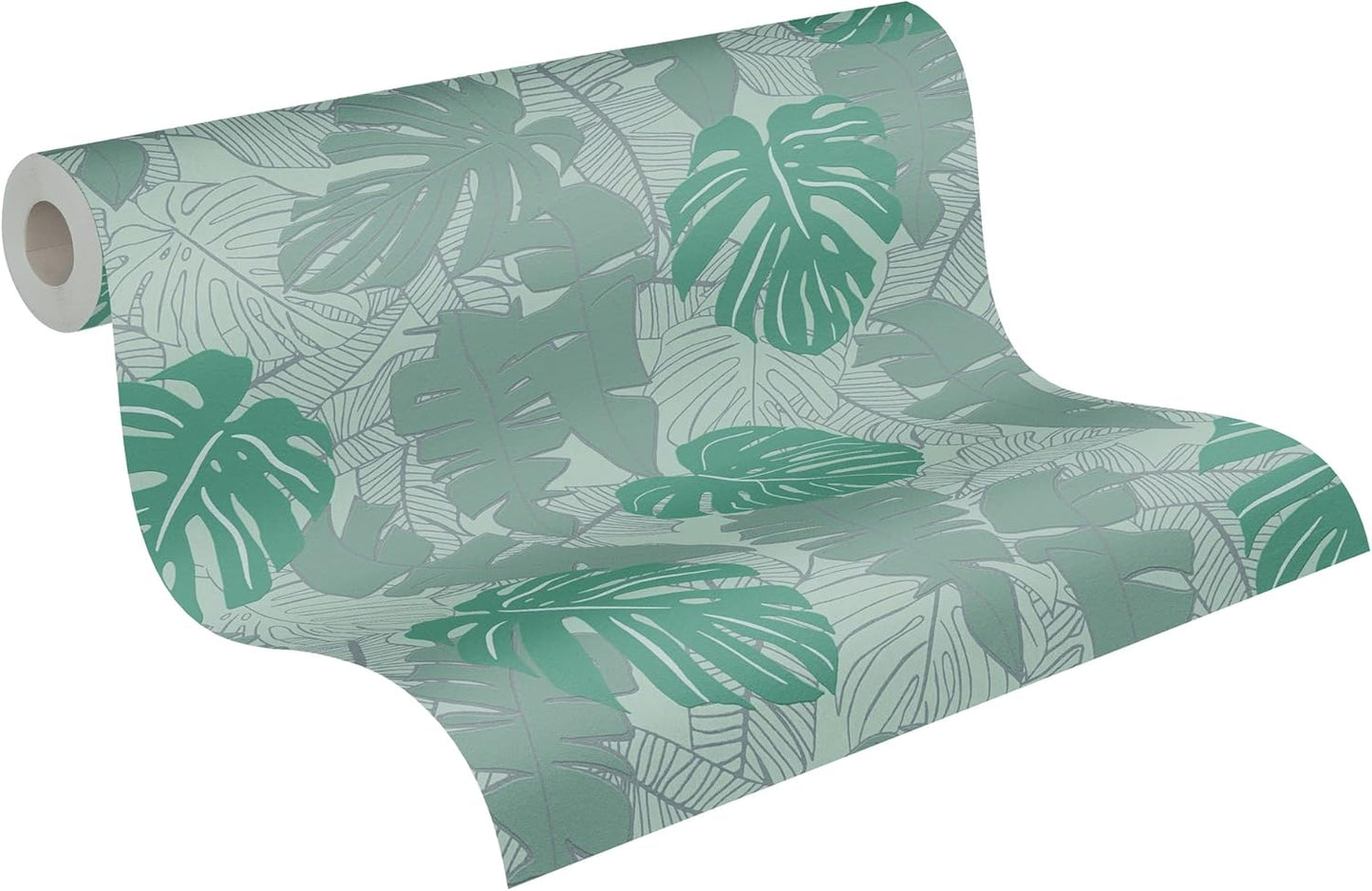 Metallic Monstera Fronds Wallpaper - House of Turnowsky - Green