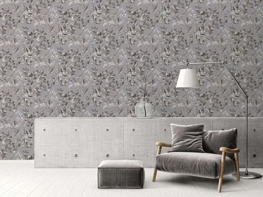 Meadow Whisper - Architects Wallpaper - Grey