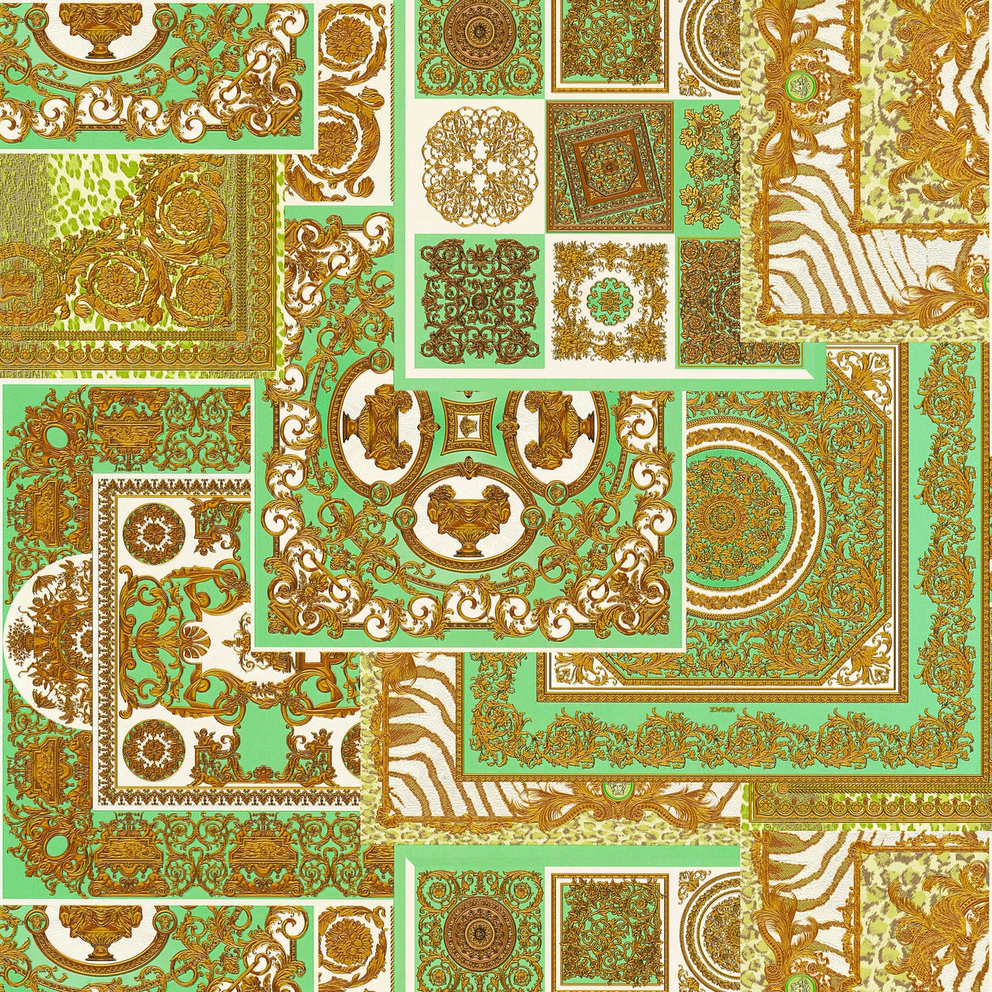 Sample - Versace Tapestry Wallpaper - Gold/Green/Brown