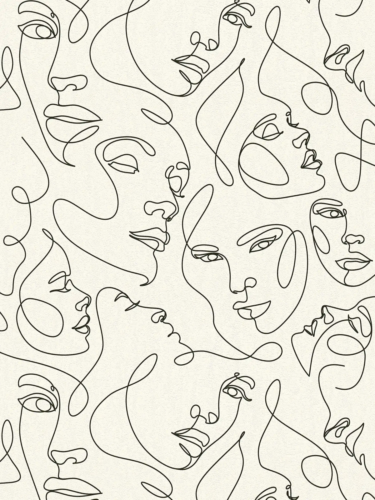 Muse Line Art Face wallpaper in black/white – sample