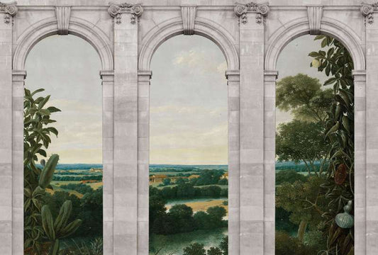 Castello Arches - Green - Custom Sized Wallpaper Mural (per m2)