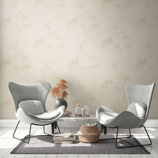 Banana Grove - Leaf Wallpaper - Beige