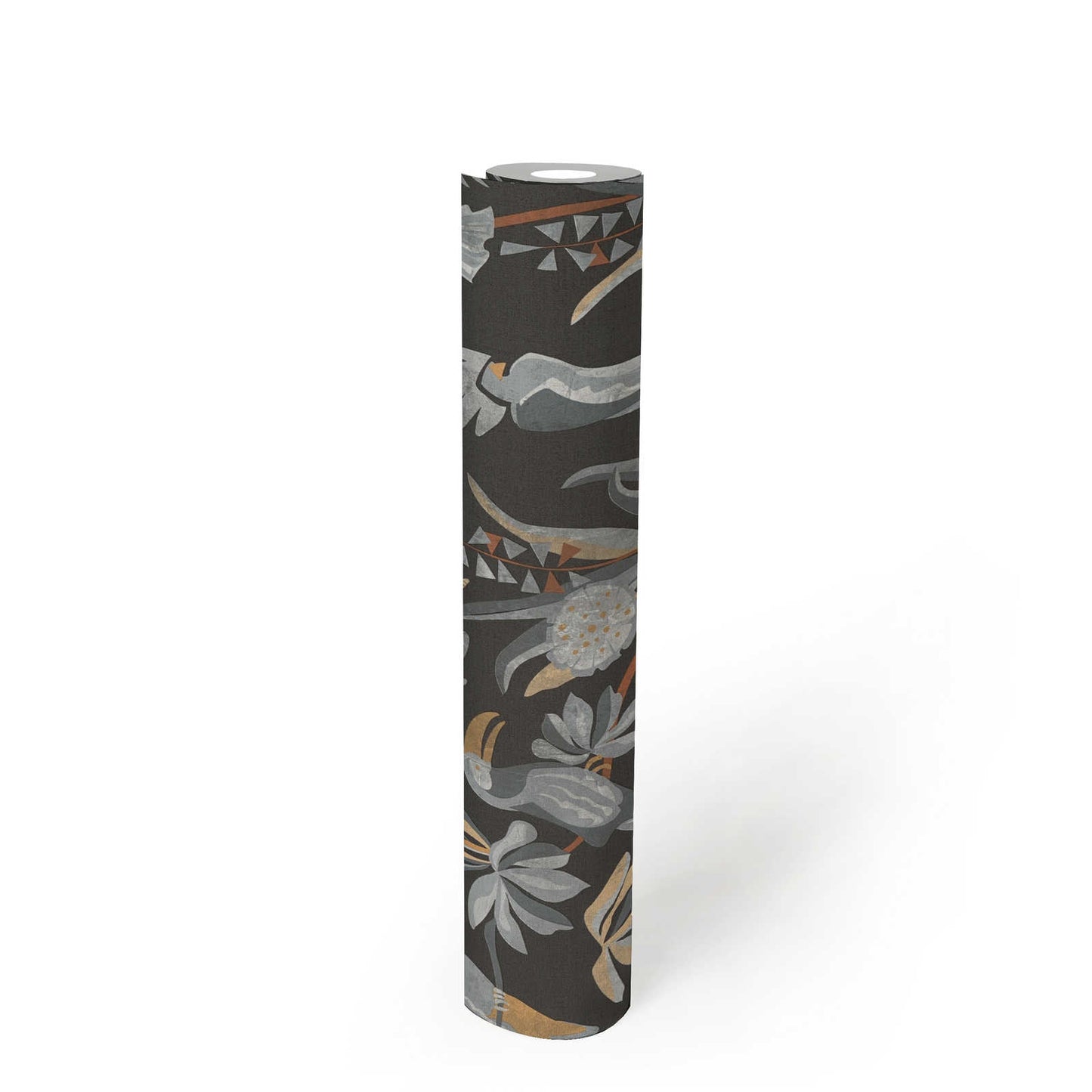 Jungle Birds Vinyl Wallpaper - Black/Grey